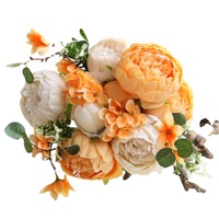 Vente en gros de pivoines artificielles à 13 têtes, fleurs sèches pour la décoration de la maison de mariage, fleurs en soie, décoration de table pour mariage