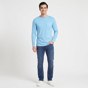 Camiseta de Verano para Hombre, 100% Algodón, Color Sólido, Cuello en V, Corte Holgado, Cómoda, Hecha de Tela de Punto Jersey, Última Serie Popular - Product Image 1