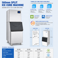 Machine à glaçons commerciale 500 kg/24 h, machine à glaçons en acier inoxydable de qualité supérieure pour restaurant, bar, hôtel, entreprise