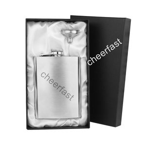 Ensemble de flacons à liqueur en acier inoxydable, cadeau incroyable, commande d'échantillon possible, ensemble de 8 oz avec housse en cuir noir - Product Image 4