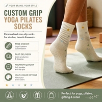 Chaussettes de yoga en jacquard avec logo personnalisé, antidérapantes, respirantes, tricotées, pour femmes, pour le Pilates et la remise en forme à domicile