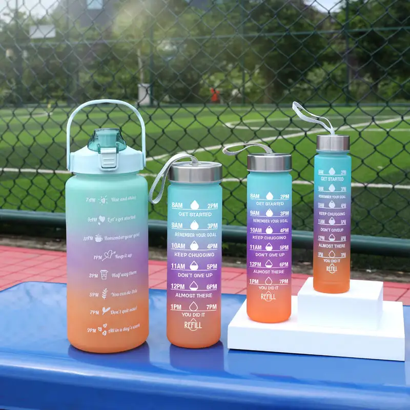 Hot Sale Time Scale Space Motivational Water Bottle Leak-proof Bounce Lid Gradient Water Bottle