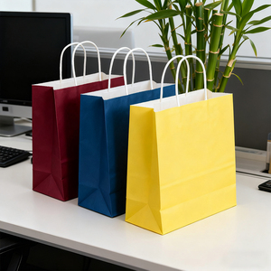 Logo tùy chỉnh Túi mua sắm giấy kraft với tay cầm Xoắn Màu Nâu Trắng thân thiện với môi trường in túi giấy trắng - Product Image 2