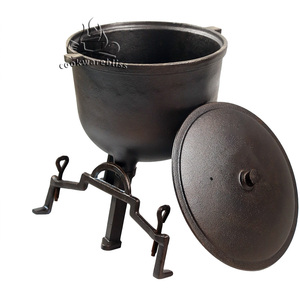 Nồi gang màu đen có tay cầm và nắp, nồi gang ba chân - Product Image 4