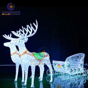 Kerst 3D Motief Licht Decoraties Led Rendier Met Slee Voor Vakantie Decor