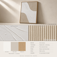 Peinture sur toile abstraite moderne minimaliste 3D peinte à la main avec texture et cadre en bois collé, peinture murale pour décoration murale