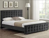 Willsoon Hot-Sale Cadre de lit double King Size avec rembourrage en velours tufté Cadre en bois en tissu doux et tête de lit carrée