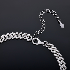 Bijoux fins, bracelet <span class=keywords><strong>de</strong></span> <span class=keywords><strong>cheville</strong></span> 6 mm, plaqué or, <span class=keywords><strong>argent</strong></span> sterling 925, diamant Moissanite VVS, <span class=keywords><strong>chaîne</strong></span> cubaine sertie <span class=keywords><strong>de</strong></span> diamants, bracelet <span class=keywords><strong>de</strong></span> <span class=keywords><strong>cheville</strong></span> pour femmes - Product Image 5