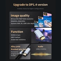Câble USB3.1 Type C vers DP, prend en charge la sortie vidéo UHD 8K 60Hz, plusieurs longueurs 1-3M pour ordinateurs portables de type C et appareils compatibles USB C