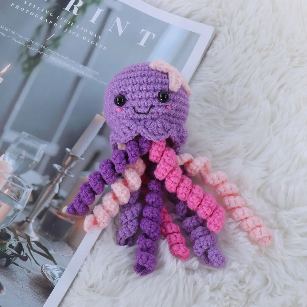 100% Algodão Polvo Crochet Animais Marinhos Bebê Chocalho Brinquedos Mini Crochet Animais Vida Marinha Polvo Amigurumi Crochet Plush Brinquedos