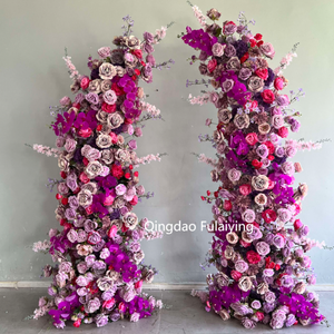 Arches florales en soie blanche artificielle faites à la main en forme de lune pour mariage et décoration de rentrée scolaire - Product Image 6