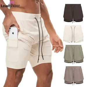 Plus Size 2 In 1 Running Fietsen Biker Yoga Zweet Jogger Compressie Workout Gym Shorts Strand Zwem Korte Broek voor Mannen