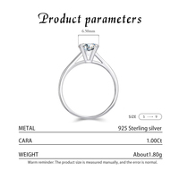 Vente en gros usine – Bague de mariage romantique en argent sterling S925, sertie de moissanite haute qualité 1 carat couleur D, plaquée rhodium, certifiée CMA