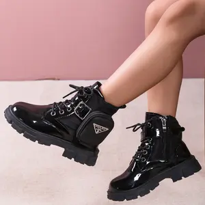 Cheap Girls Boots Kids Children 2022 Fashion Trend Winter Casual Boots for Kids Girl Patent Leather Girls Ankle Boots