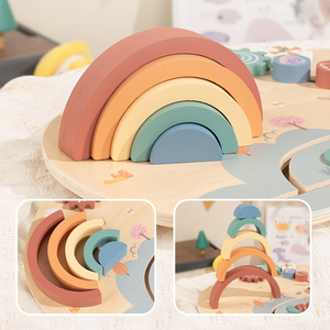 Tavola Sensoriale in Legno per Bambini, Gioco da Tavolo per Bambini di <span class=keywords><strong>1</strong></span> 2 3 Anni, Tavola delle Attività Arcobaleno per Bambini - Product Image 5