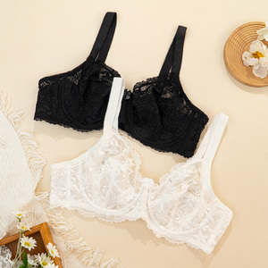 Sujetador de Encaje Transpirable con Aros, Copas Sin Relleno, Cómodo y Sexy, Lencería Femenina - Product Image 6