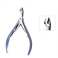 Pince à cuticules en acier inoxydable avec embout biseauté et rainure pour ongles, pince à ongles de beauté, vente en gros