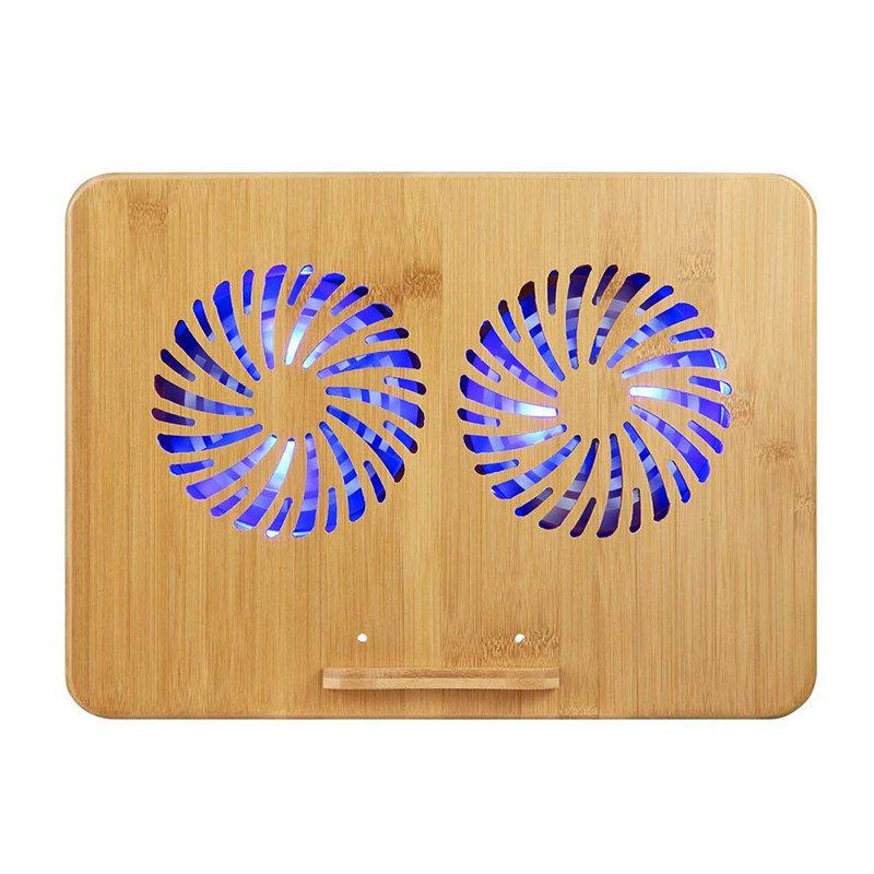 Подставка для ноутбука с двумя вентиляторами, охлаждающая подставка из бамбука, теплоотводящая подставка для ноутбука