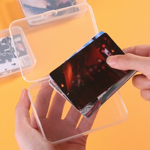 Transparent <b>Plastic</b> Card <b>Storage</b> Box Rectangle 10.5x7x2.5cm Covered Office Organizer for Points Bank Business Membership Cards - Product Image 4