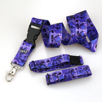 Lanières personnalisées en polyester avec logo par sublimation, crochet porte-clés, porte-carte d'identité, design mignon de dessin animé, durables et écologiques