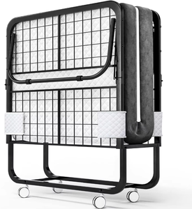 <span class=keywords><strong>Lit</strong></span> d'appoint pliant <span class=keywords><strong>en</strong></span> acier soudé de luxe avec roulettes et poches de rangement, matelas inclus, idéal pour hôtel, bureau, dortoir - Vente <span class=keywords><strong>en</strong></span> gros - Product Image 1