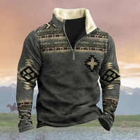 Vente flash 2024 - Veste en polaire sherpa zippée pour homme, style western aztèque vintage, grande taille, chaude et épaisse pour l'hiver, avec poche