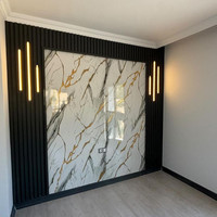 Revêtements muraux en feuilles UV imperméables et ignifuges Panneau mural en feuilles de marbre PVC UV Surface plane insonorisé à usage domestique