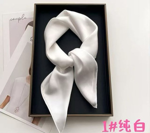 Zifeng OEM nouvelle mode couleur unie femmes tempérament Simple Satin mousseline de soie carré <span class=keywords><strong>écharpe</strong></span> - Product Image 5