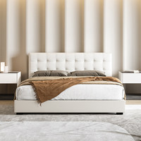 Lit double italien minimaliste moderne simple avec tiroirs et coffre de rangement en cuir véritable pour petit appartement, provenant du Jiangxi