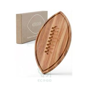 ECO GO Football <b>Shaped</b> Acacia Wood Cutting Board Charcuterie Tray 100% Eco-Friendly Serving Platter for Super Bowl Parties - Product Image 1