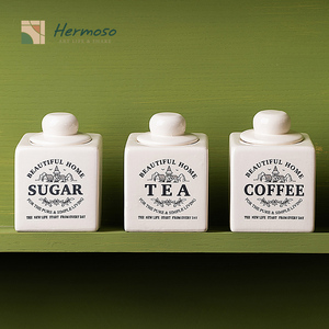 Tarro de Almacenamiento Cuadrado de Cerámica, Ecológico, No Tóxico, Personalizable, Hermético, Estilo Europeo Nórdico, Recipiente para Azúcar - Product Image 1