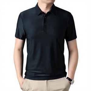 Polo de Manga Corta Negro para Hombre con Diseño de Puntos, Tejido de Poliéster, Corte Casual, Largo Regular, Logotipo Frontal, Estilo Vintage - Product Image 3