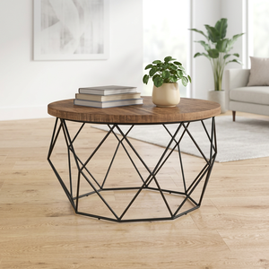 AK laiton Standard métal Table basse noir fini avec dessus en bois Table basse de luxe pour la décoration intérieure/hôtel décor meubles - Product Image 2