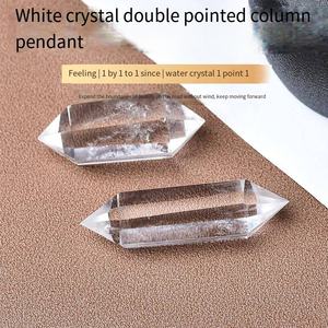 Prisma hexágono de cristal <span class=keywords><strong>natural</strong></span>, branco, cristal, ponta dupla, fornecimento de enfeites de cristal de energia <span class=keywords><strong>natural</strong></span> - Product Image 2