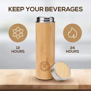 350Ml 450Ml 500Ml Botol Air Tumbler Bambu Daur Ulang Bahan Ramah Lingkungan Alami