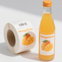 Étiquettes adhésives personnalisées, imprimées, imperméables, résistantes aux rayures et aux UV pour l'emballage de boissons, jus de mangue, café
