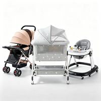 Ensemble de chambre d'enfant pour nouveau-né |   Lit bébé + poussette + trotteur tout-en-un, ensemble de meubles pour nourrissons
