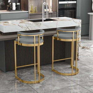 <span class=keywords><strong>Tabouret</strong></span> <span class=keywords><strong>de</strong></span> <span class=keywords><strong>bar</strong></span> <span class=keywords><strong>de</strong></span> comptoir <span class=keywords><strong>de</strong></span> chaise haute en cuir à cadre doré avec dossier d'usine moderne-pour les bars et les repas à la maison - Product Image 6