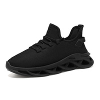 Chaussures de sport décontractées pour hommes, respirantes, en maille tissée, à semelle épaisse, à enfiler, absorbant les chocs, antidérapantes, pour la course en extérieur