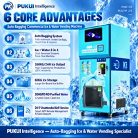 Distributeur automatique de glace commerciale avec ensachage automatique, purification d'eau RO 200 GPD, désinfection UV, gestion cloud via SDK