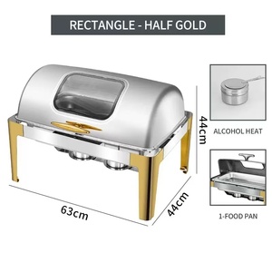Matériel de restauration : Ensemble de chafing dish de luxe de style moderne pour buffet, chauffe-plats portable, usage commercial, doré, pour <span class=keywords><strong>restaurant</strong></span> - Product Image 5