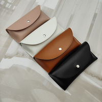 Étui à lunettes en cuir de haute qualité avec bouton, sac à lunettes en cuir simple et élégant, LOGO personnalisé