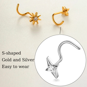 Anneaux de <span class=keywords><strong>nez</strong></span> Maina Gold en titane ASTM F136, clous de <span class=keywords><strong>nez</strong></span> en forme de papillon géométrique CZ, bijoux de septum nasal en forme de S, <span class=keywords><strong>piercing</strong></span> de <span class=keywords><strong>narine</strong></span> - Product Image 4