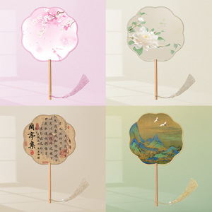 Traditional Chinese style semi-transparent round fan for children, Hanfu fan, girls' cheongsam dance fan, summer Chinese style - Product Image 1
