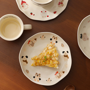 Xujia Mengmengjia, juego de vajilla de cerámica de dibujos animados bonitos, plato desechable profundo de 8 pulgadas, plato de arroz, plato de postre para fiestas - Product Image 2