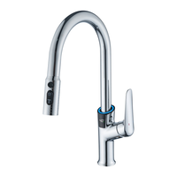 Robinet de cuisine numérique de luxe extractible avec finition chromée flexible, rotation à 360 degrés, poignée unique, pour hôtels et centres commerciaux