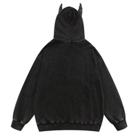 Vente en gros de sweat à capuche démon à cornes pour hommes, mode haute rue, ample, automne, patch, lettre brodée, cardigan à capuche