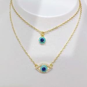 Collier en argent sterling 925 plaqué or avec œil turquoise, style western vintage, émail superposé, prix d'usine, pour filles - Product Image 4