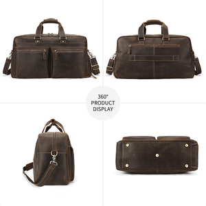 Bolsa de Viaje de Fin de Semana Impermeable de Cuero MARRANT para Hombre con Compartimento para Zapatos, Bolsas de Viaje de Cuero Genuino para Hombre - Product Image 5