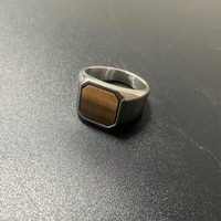 HOT VAF Bague Chevalière en Pierre Naturelle Lapis Lazuli, Œil de Tigre, Onyx Noir, Anillos De Piedra Natural, Batu Cincin